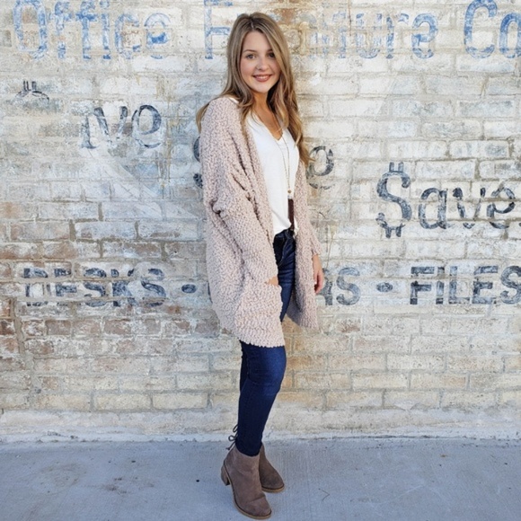 Cozy Pocket Open Popcorn Soft Cardigan - Picture 2 of 7